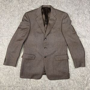 Mark Shale Mens 42L Ing Loro Piana Super 120 100% Wool Herringbone Blazer *Flaw*